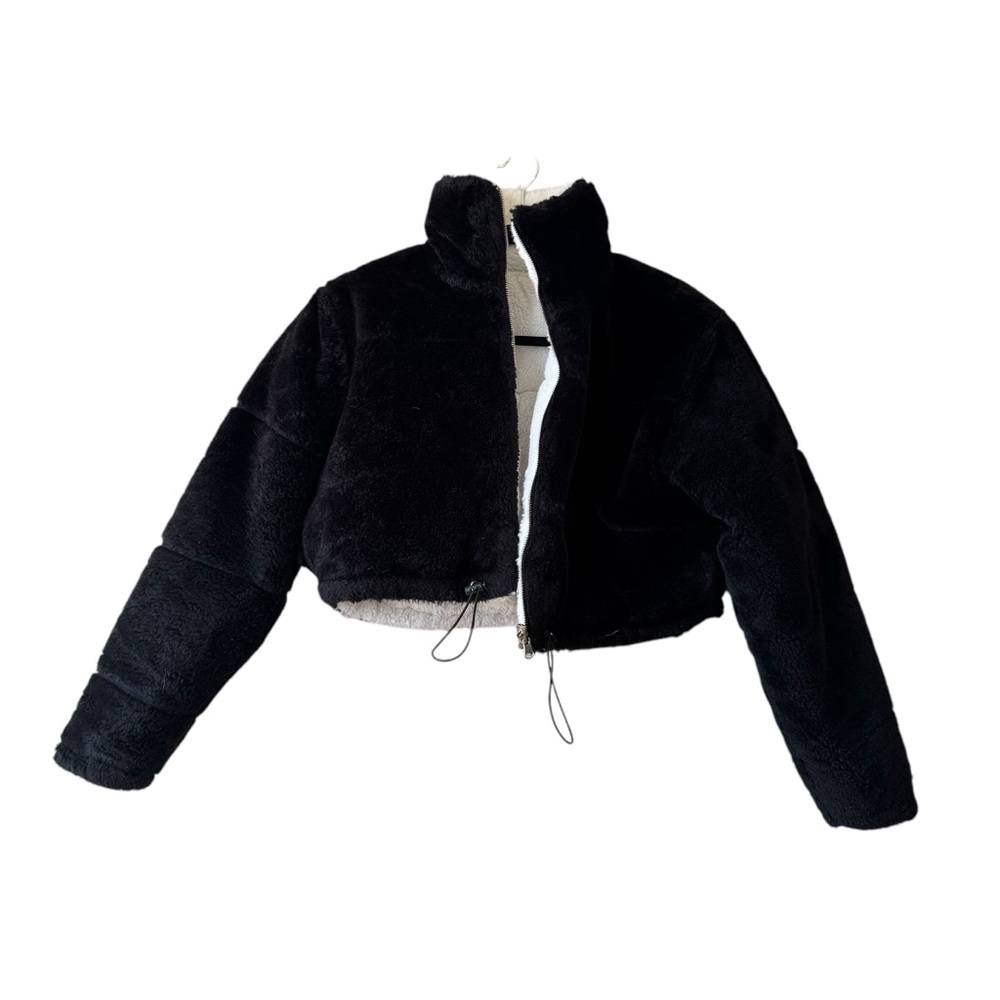 Missguided reversible fur crop coat jacket